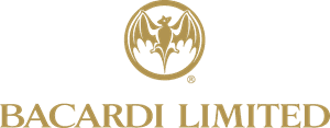 Logo officiel de Bacardi Limited en doré, avec un emblème de chauve-souris au-dessus du nom de l’entreprise.